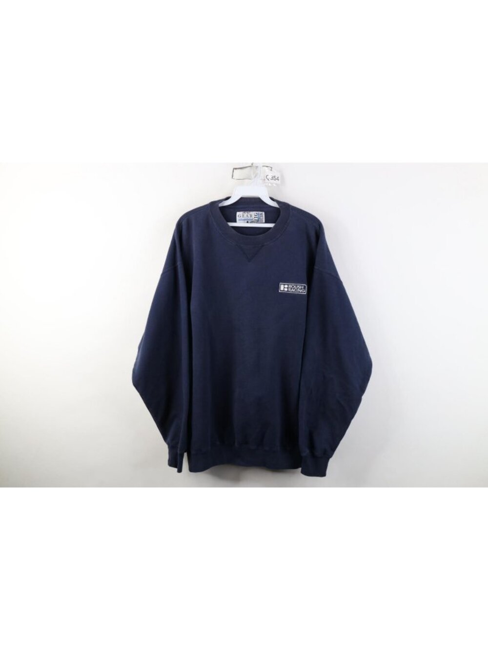 Vintage 90s Mens Large Faded Spell Out Roush Racing Car Crewneck Sweatshirt Blue